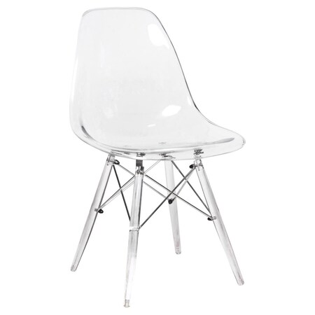 Kd 32.40 in. Dover Molded Side Chair with Acrylic Base, Clear KD2609647